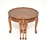 Antique Walnut Pie Crust Nesting Coffee Table