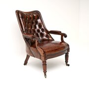 Antique William IV Rosewood And Leather Armchair