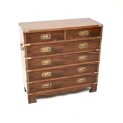 Antique Yew Wood Military Campaign Style Chest