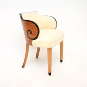 Art Deco Burr Walnut And Leather Desk Chair