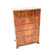 Art Deco Figured Walnut Chest Of Drawers