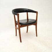 Danish Vintage Teak And Leather Desk / Side Chair