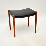 Danish Vintage Teak And Leather Stool