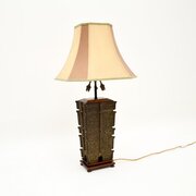 large oriental bronze table lamp Large Antique Oriental Bronze Table Lamp