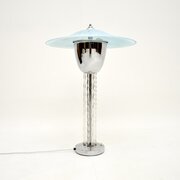 Large French Art Deco Chrome And Glass Table Lamp