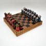 Large and Unusual Vintage Leather Bound Chess Set