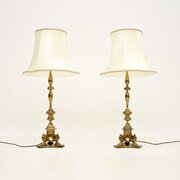Pair Of Antique Brass Table Lamps
