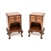 Pair Of Antique Burr Walnut Bedside Cabinets