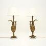 Pair of Antique French Gilt Metal and Marble Lamps