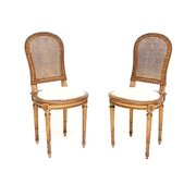 Pair Of Antique French Gilt Wood Side Chairs