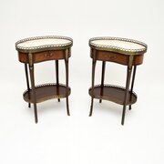 pair of french marble top kidney tables Pair of Antique French Marble Top Kidney Tables