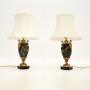 Pair of Antique French Marble & Gilt Bronze Lamps