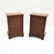 pair of georgian style yew wood bedsides Pair of Antique Georgian Style Yew Wood Bedsides
