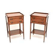 Pair Of Antique Inlaid Mahogany Bedside Cabinets
