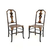 Pair Of Antique Lacquered Chinoiserie Side Chairs