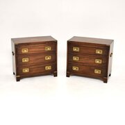 Pair Of Antique Mahogany Military Campaign Chests