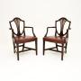Pair of Antique Mahogany and Leather Carver Chairs