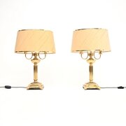 Pair Of Antique Neoclassical Style Brass Lamps