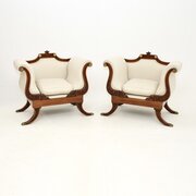 Pair Of Antique Regency Style Mahogany Armchairs