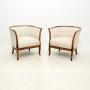Pair of Antique Swedish Satin Birch Armchairs