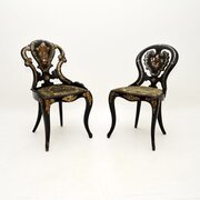 Pair Of Antique Victorian Papier Mache Chairs