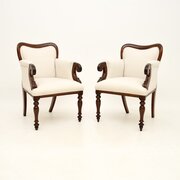 Pair Of Antique William IV Mahogany Armchairs