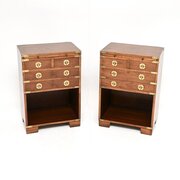Pair Of Antique Yew Wood Campaign Bedsides