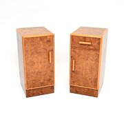 Pair Of Art Deco Burr Walnut Bedside Cabinets