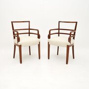 Pair Of Art Deco Mahogany Open Armchairs