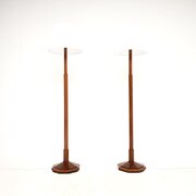 Pair Of Art Deco Walnut Floor Lamps