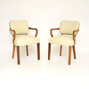 Pair Of Art Deco Walnut And Leather Armchairs