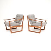 Pair Of Danish Teak Armchairs By Peter Hvidt
