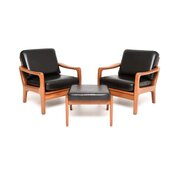Pair Of Danish Vintage Teak And Leather Armchairs