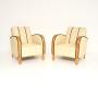 Pair of Swedish Art Deco Armchairs in Leather