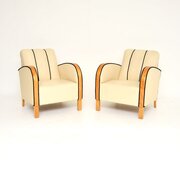Pair Of Swedish Art Deco Armchairs In Leather