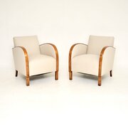 Pair Of Swedish Art Deco Armchairs In Satin Birch
