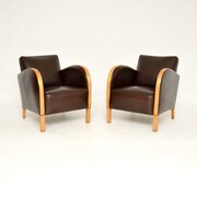 Pair Of Swedish Art Deco Armchairs In Satin Birch