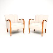 Pair Of Swedish Art Deco Armchairs In Satin Birch