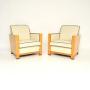 Pair of Swedish Art Deco Armchairs in Satin Birch