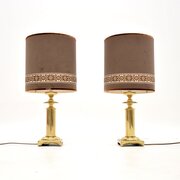 Pair Of Vintage Brass Table Lamps 