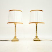 Pair Of Vintage Brass And Glass Table Lamps