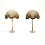 Pair Of Vintage Chrome And Acrylic Table Lamps