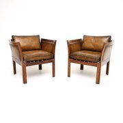 Pair Of Vintage Danish Rosewood Leather Armchairs