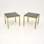 Pair of Vintage French Brass Marble Top Tables