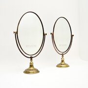 Pair Of Vintage Solid Brass Vanity Mirrors