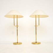 Pair Of Vintage Swedish Brass Rise And Fall Lamps