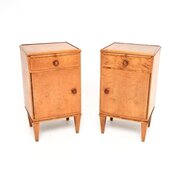 Pair Of Vintage Swedish Satin Birch Bedsides