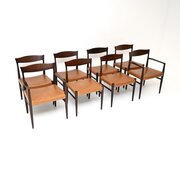 Set Of 8 Danish Vintage Rosewood Leather Chairs