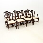 Set Of Eight Antique Shield Back Dining Chairs