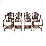 Set Of Eight Antique Shield Back Dining Chairs
